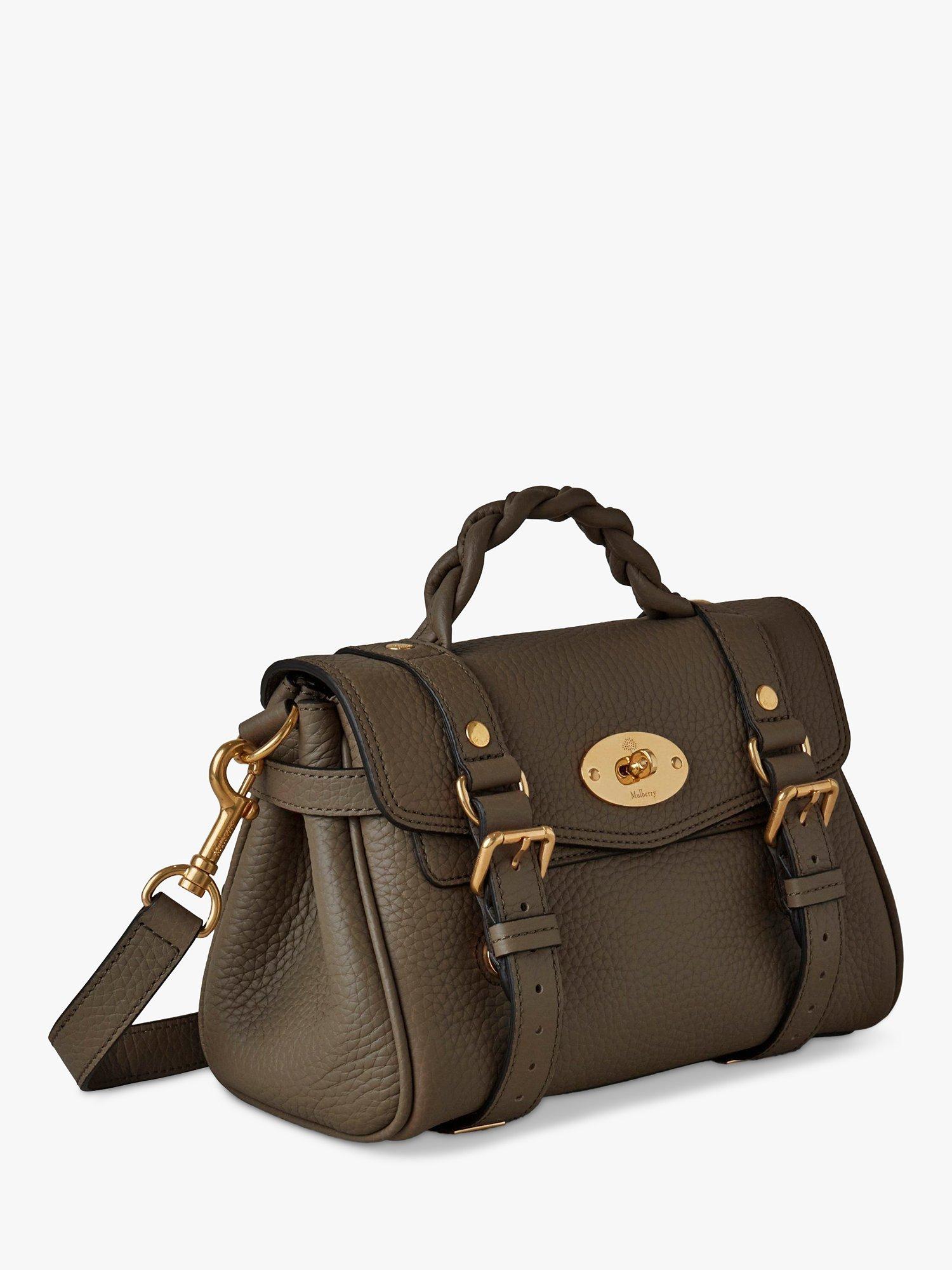 Product image 3 of 6, which shows Mulberry Mini Alexa Heavy Grain Leather Cross Body Bag, Linen Green