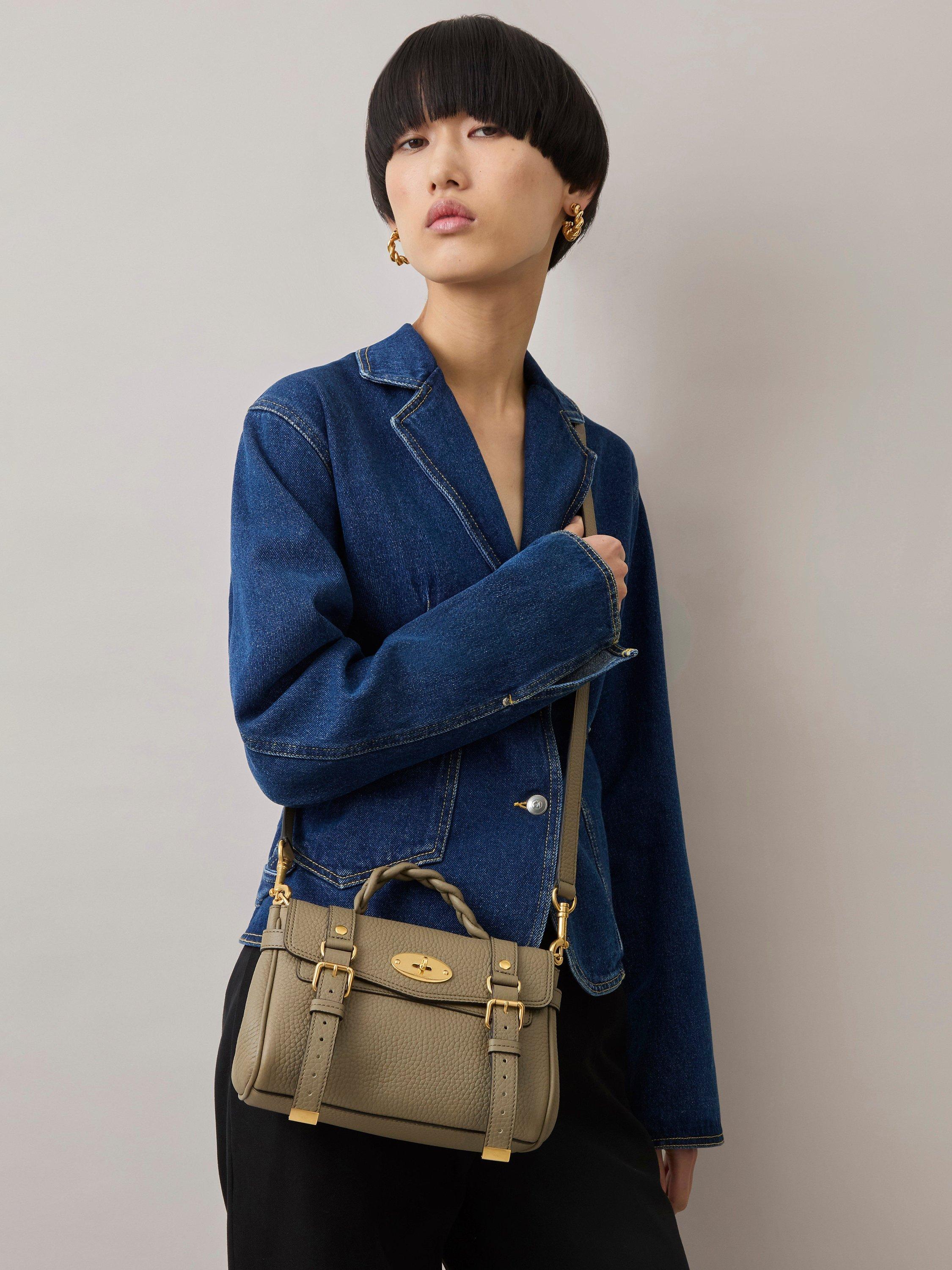 Product image 6 of 6, which shows Mulberry Mini Alexa Heavy Grain Leather Cross Body Bag, Linen Green