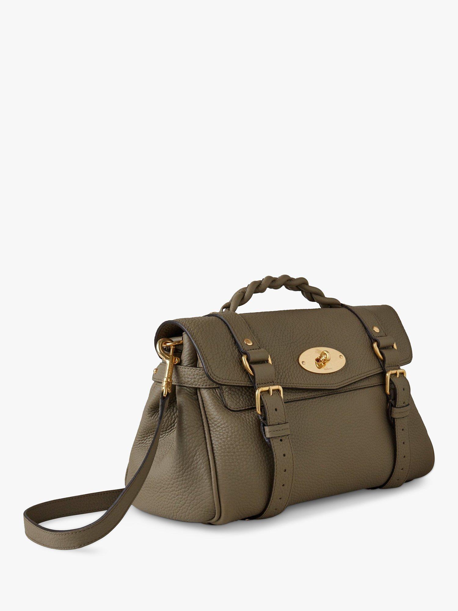 Product image 3 of 7, which shows Mulberry Alexa Heavy Grain Leather Shoulder Bag, Linen Green