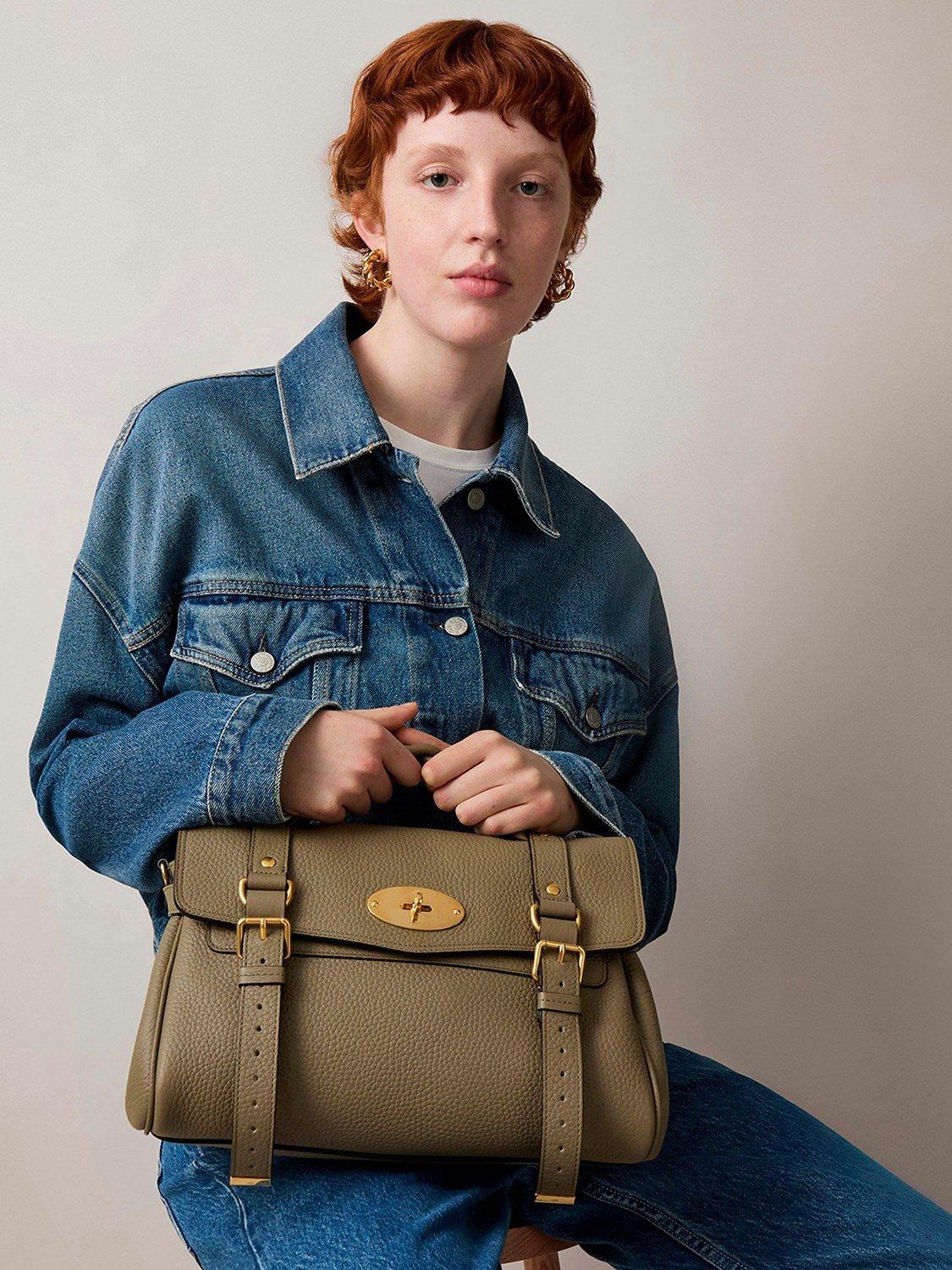 Product image 6 of 7, which shows Mulberry Alexa Heavy Grain Leather Shoulder Bag, Linen Green