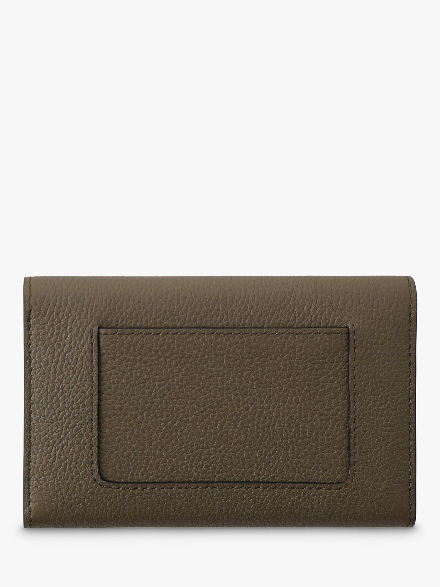 Product image 2 of 3, which shows Mulberry Small Classic Grain Leather Medium Darley Wallet, Linen Green