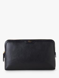 Mulberry Classic Grain Leather Medium Cosmetic Pouch, Black, Black