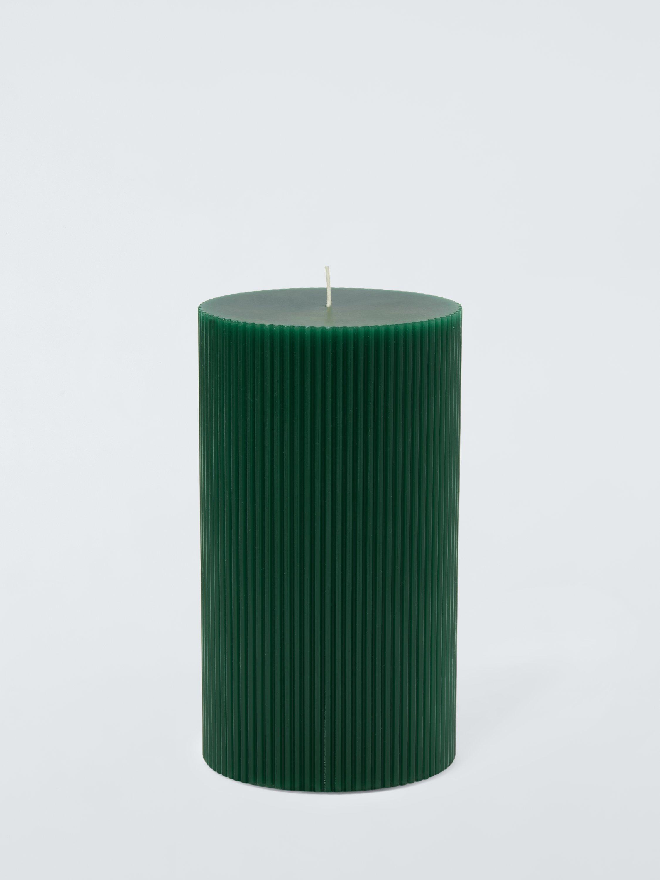 John Lewis Ribbed Pillar Candle, Green