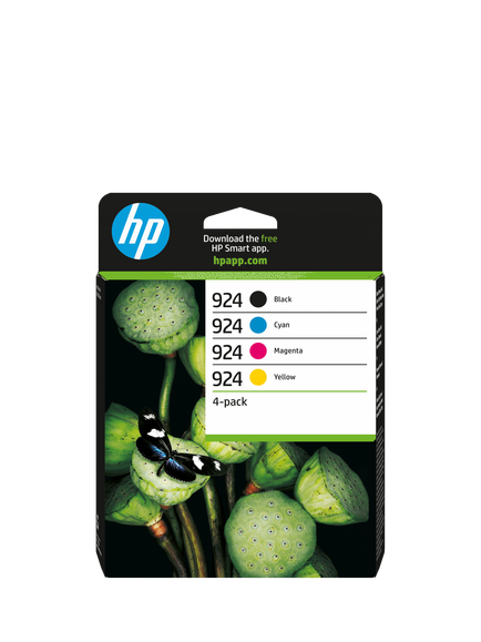 HP 924 Black, Cyan, Magenta & Yellow Multipack Original Ink Cartridges, Pack of 4, Multi