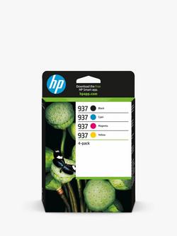 HP 937 Black, Cyan, Magenta & Yellow Multipack Original Ink Cartridges, Pack of 4, Multi