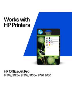 HP 937 Black, Cyan, Magenta & Yellow Multipack Original Ink Cartridges, Pack of 4 - view 2, Multi