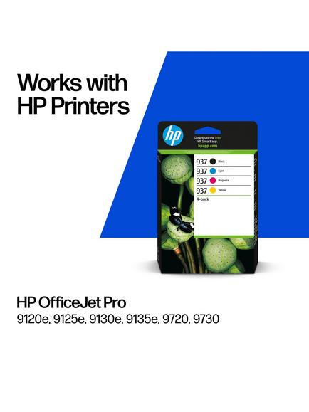 HP 937 Black, Cyan, Magenta & Yellow Multipack Original Ink Cartridges, Pack of 4 - view 2, Multi
