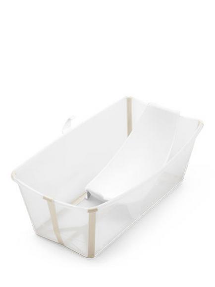 Stokke Flexi Bath Baby Bath and Flexi Bath Newborn Support Bundle, White/Sandy Beige