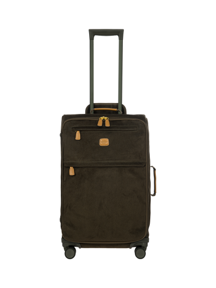 Bric's Life 71cm 4-Wheel Faux Suede Trolley Suitcase, Olive