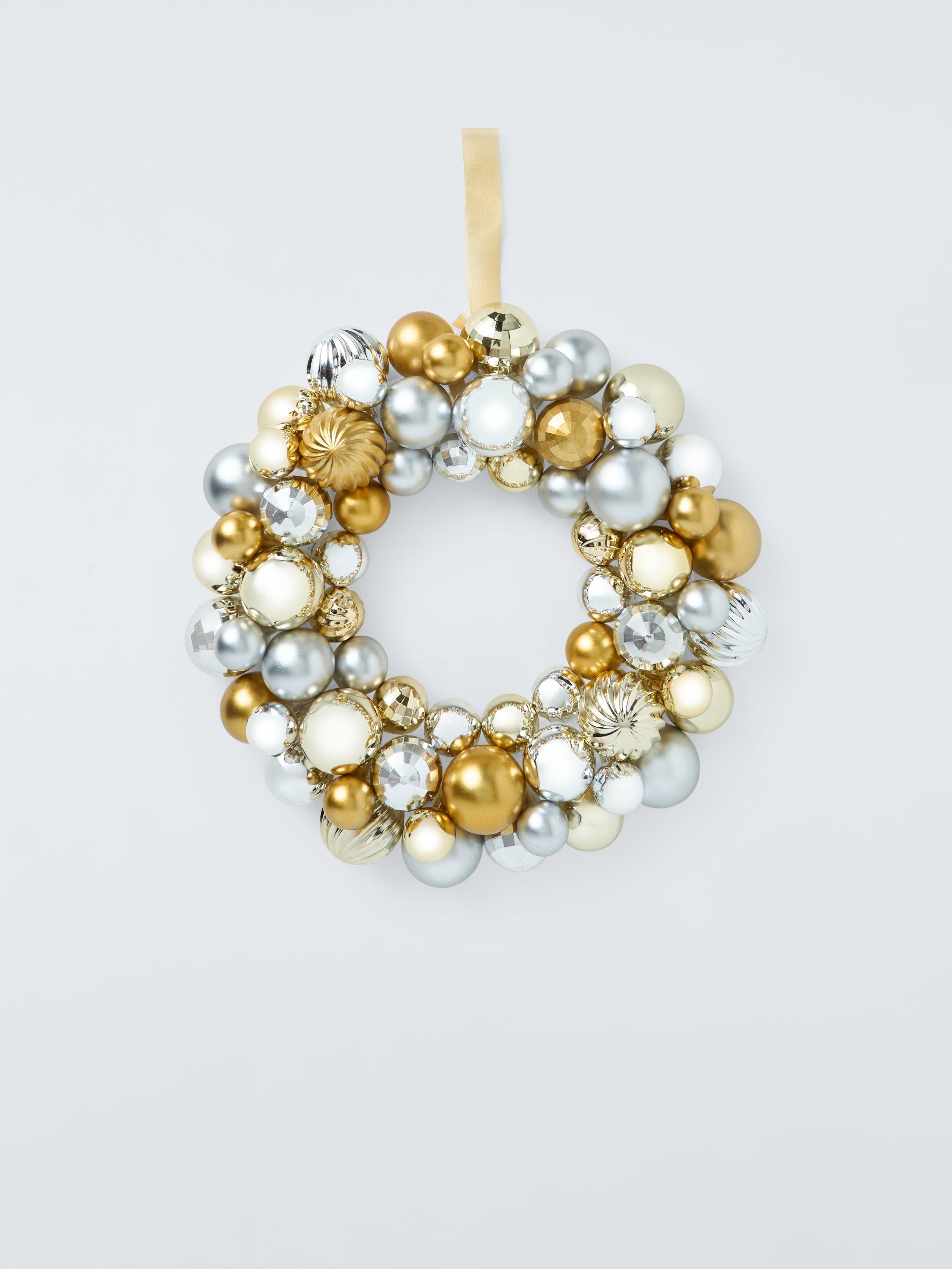 John Lewis Bauble Wreath, Gold/Silver, Dia.40cm