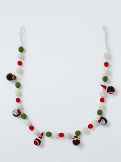 John Lewis Puddings and Robins Felt Pom Pom Garland, Multi, L180cm