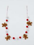 John Lewis Gingerbread Man Felt Pom Pom Garland, Multi, L180cm