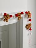 John Lewis Gingerbread Man Felt Pom Pom Garland, Multi, L180cm