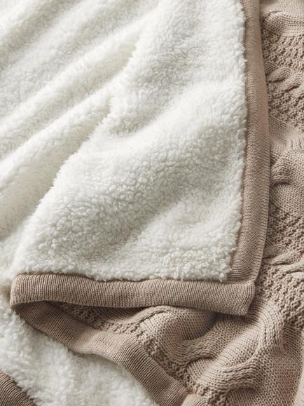 John Lewis Cable Knit Fleece - view 2, Almond