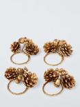 John Lewis Pinecone Napkin Rings, Set of 4, Gold