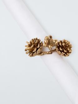 John Lewis Pinecone Napkin Rings, Set of 4, Gold - view 2, 
