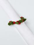 John Lewis Holly & Berry Napkin Rings, Set of 4, Green/Red