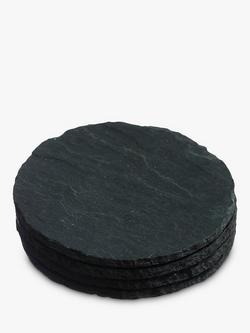 Selbrae House Round Slate Coasters, Set of 4, Natural