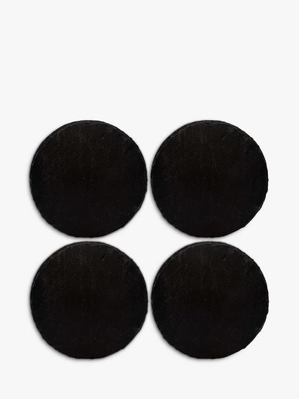 Selbrae House Round Slate Coasters, Set of 4 - view 2, Natural