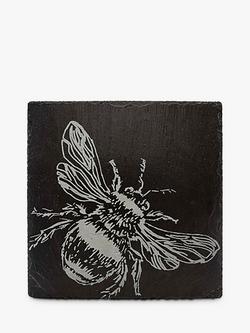Selbrae House Bee Square Slate Coaster, Natural, Natural
