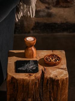 Selbrae House Bee Square Slate Coaster, Natural - view 2, Natural