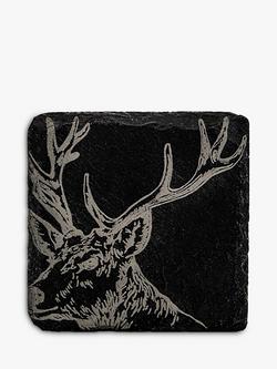 Selbrae House Stag Square Slate Coaster, Natural