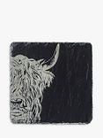 Selbrae House Highland Cow Square Slate Coaster, Natural