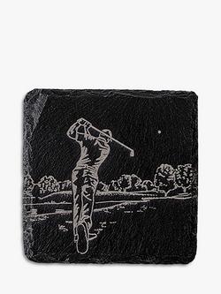 Selbrae House Golf Square Slate Coaster, Natural, 