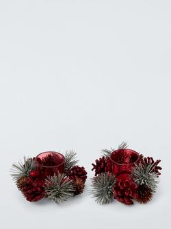 John Lewis Festive Pinecone Votive Holder Decoration, Set of 2, Multi, 