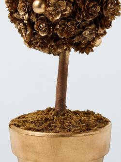 John Lewis Pinecone Tree Christmas Decoration, Gold - view 2, 