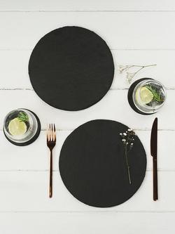 Selbrae House Round Slate Placemats, Set of 2 - view 2, Natural