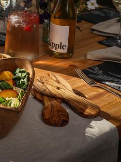 Selbrae House Olive Wood Salad Server Hands - view 2, Natural