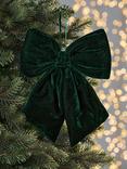 John Lewis Dawn & Dusk Velvet Bow Tree Decoration, Green