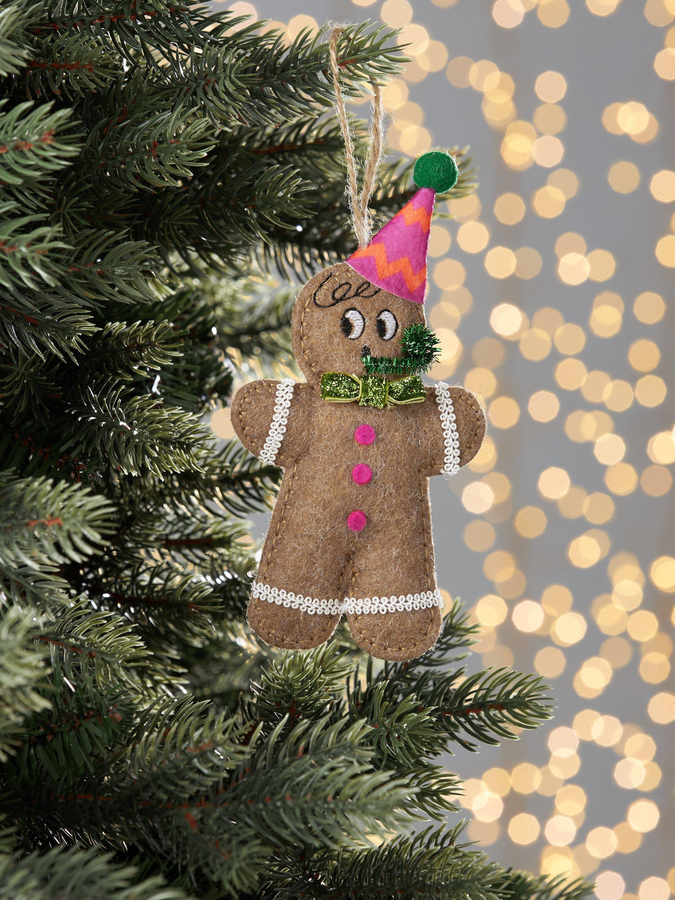 John Lewis Sugar & Spice Party Hat Gingerbread Man Felt Tree Decoration