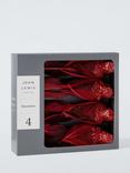 John Lewis Glitter Birds Tree Decorations, Box of 4, Red