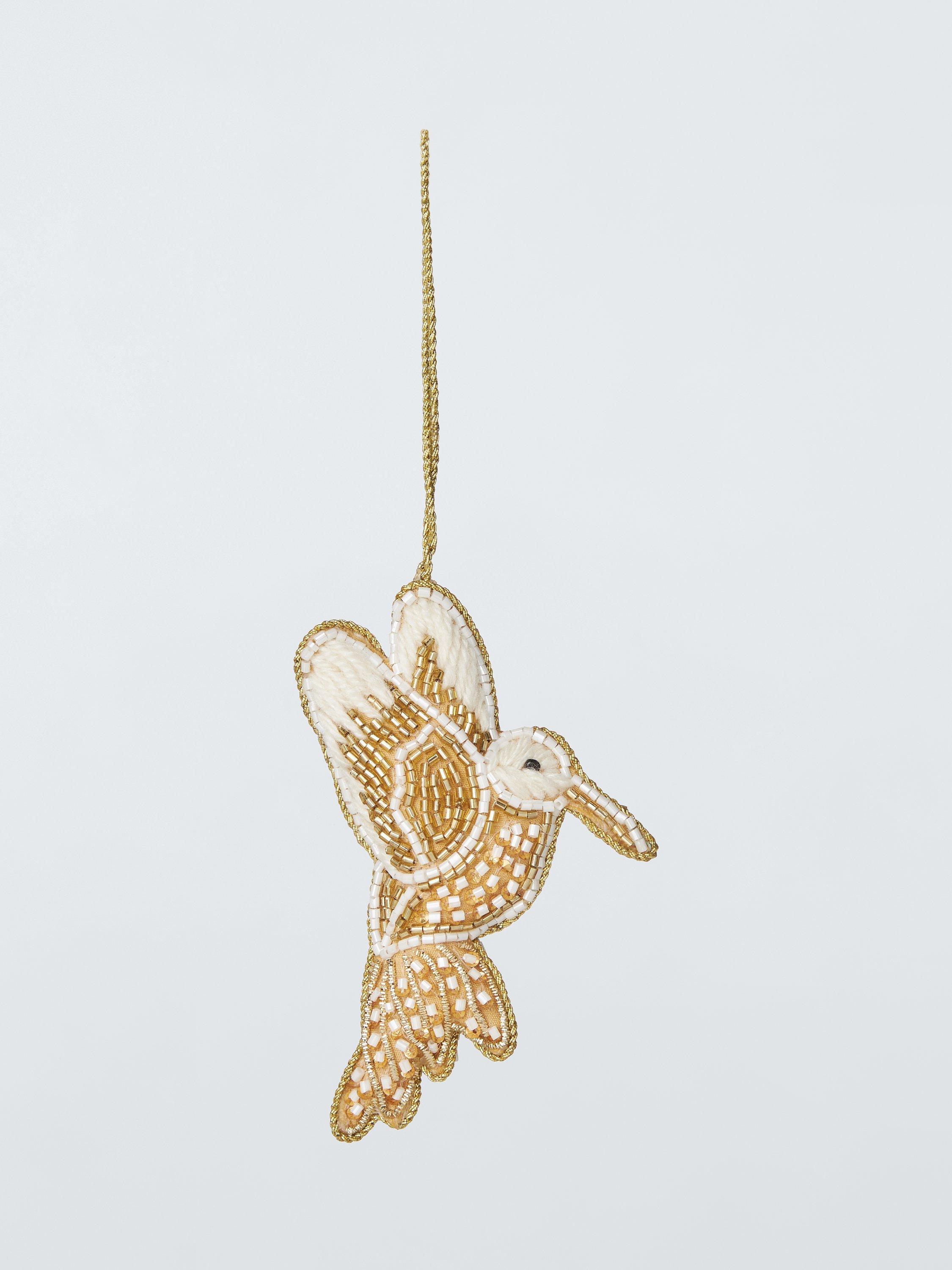 John Lewis Beaded Bird Christmas Tree Bauble, Gold