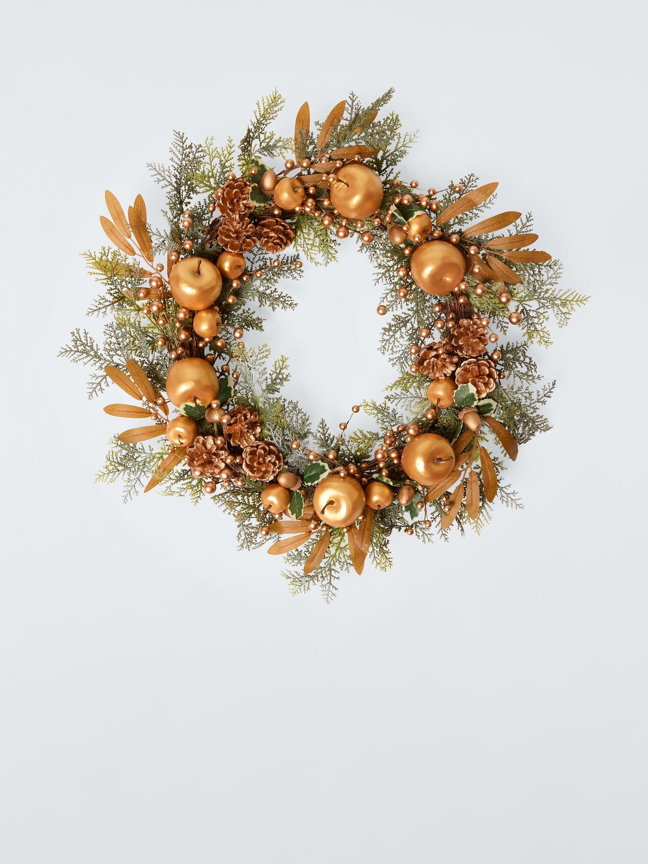 John Lewis Gold Apple Wreath Dia.50cm