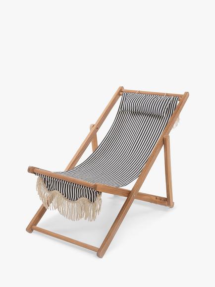 Business & Pleasure Co. Lauren's Stripe Garden Deckchair & Sling, Navy, Navy