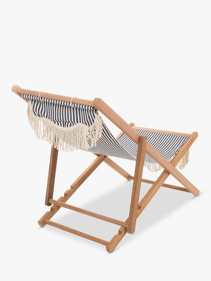 Business & Pleasure Co. Lauren's Stripe Garden Deckchair & Sling, Navy - view 2, Navy