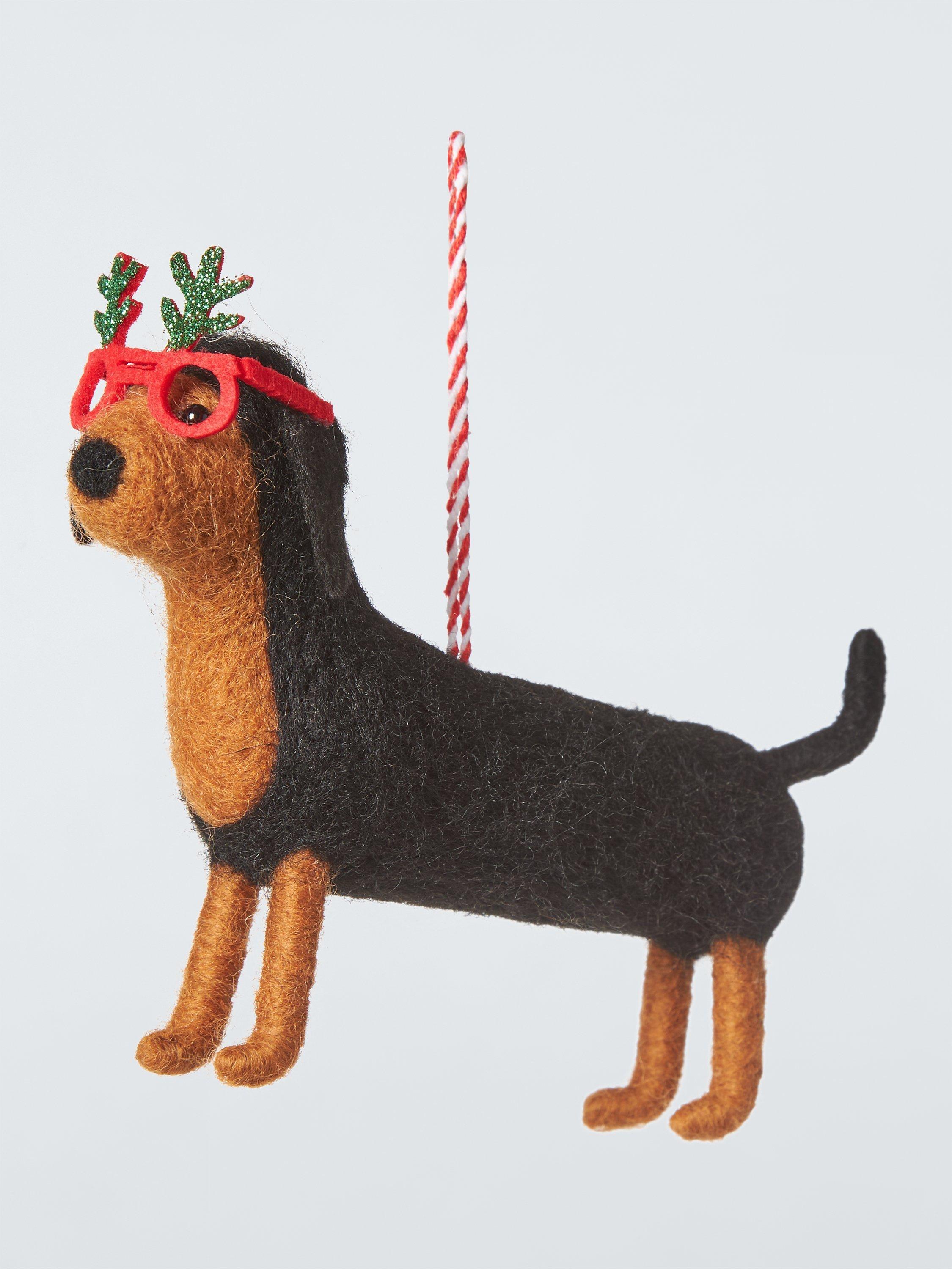 John Lewis Sugar & Spice Dog with Glasses Felt Tree Decoration