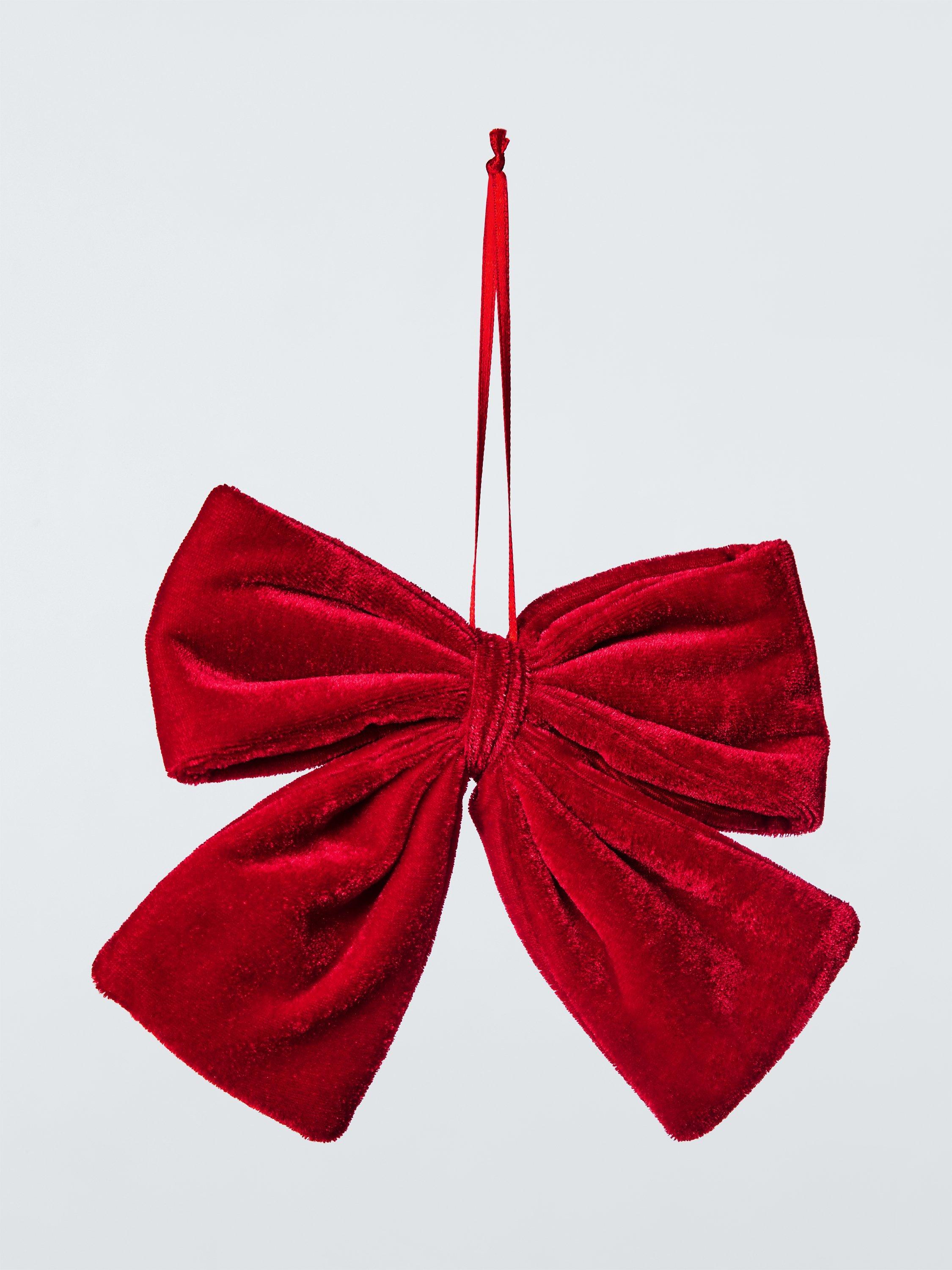John Lewis Dawn & Dusk Velvet Bow Tree Decoration, Red
