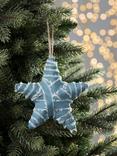 John Lewis Trinket & Treasure Fabric Wrapped Star Tree Decoration, Duck Egg