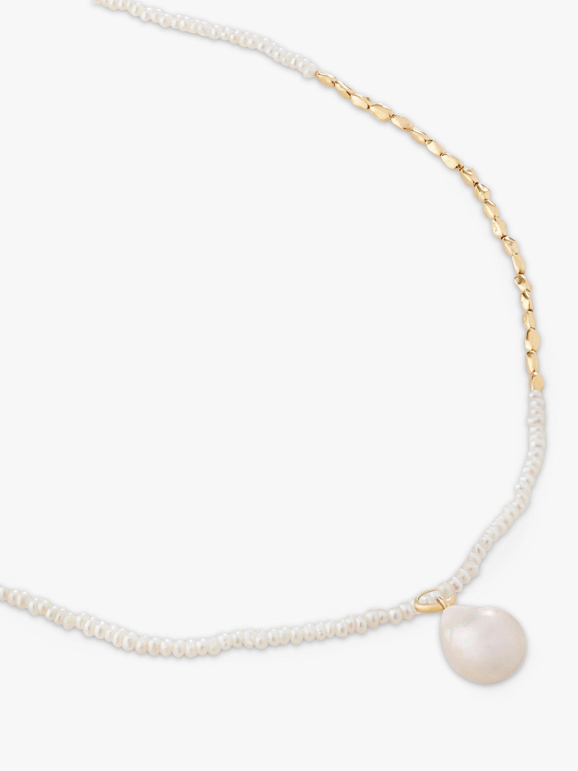 Product image 1 of 4, which shows Monica Vinader Mini Pearl Necklace, White/Gold