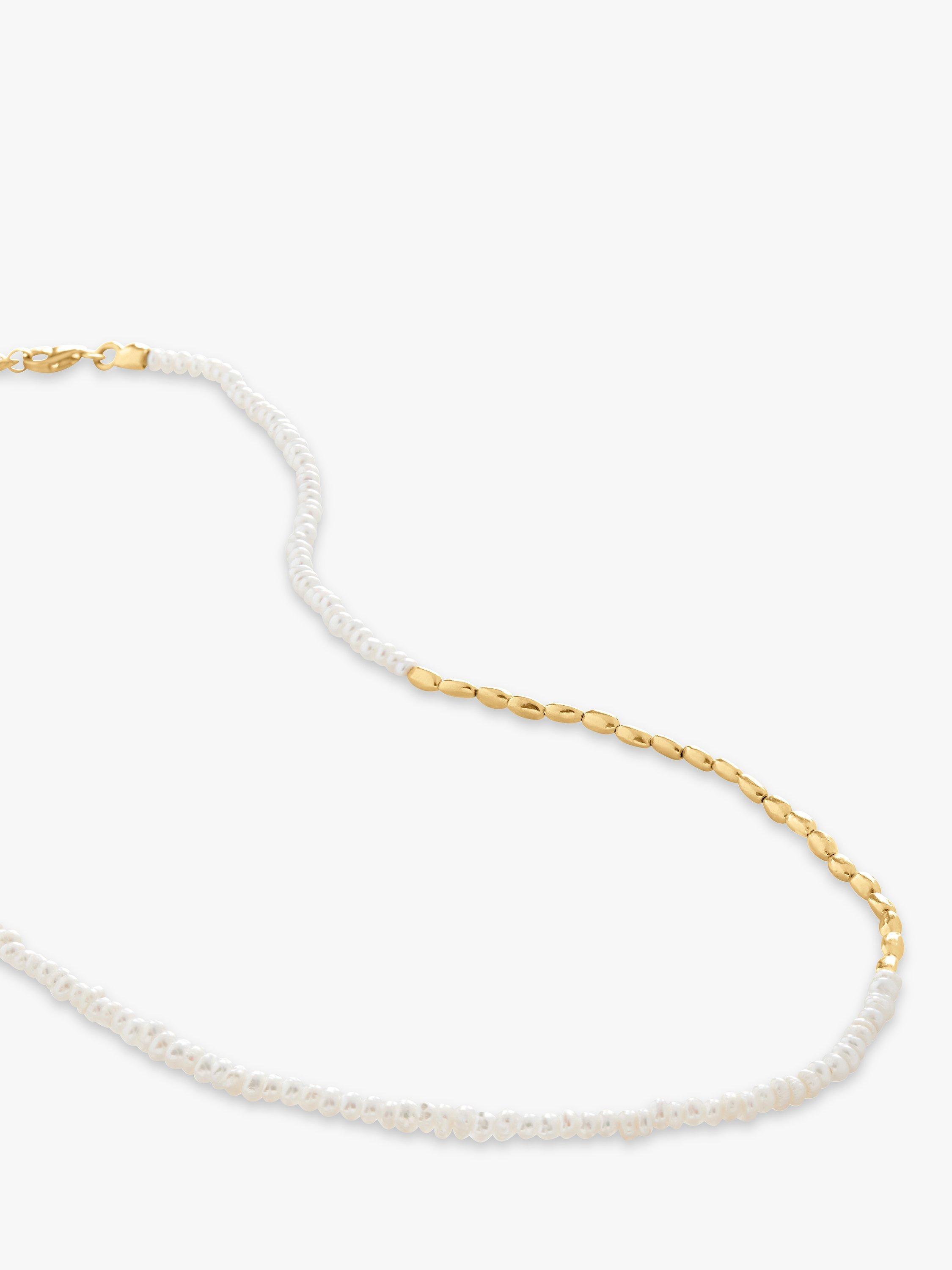 Product image 3 of 4, which shows Monica Vinader Mini Pearl Necklace, White/Gold