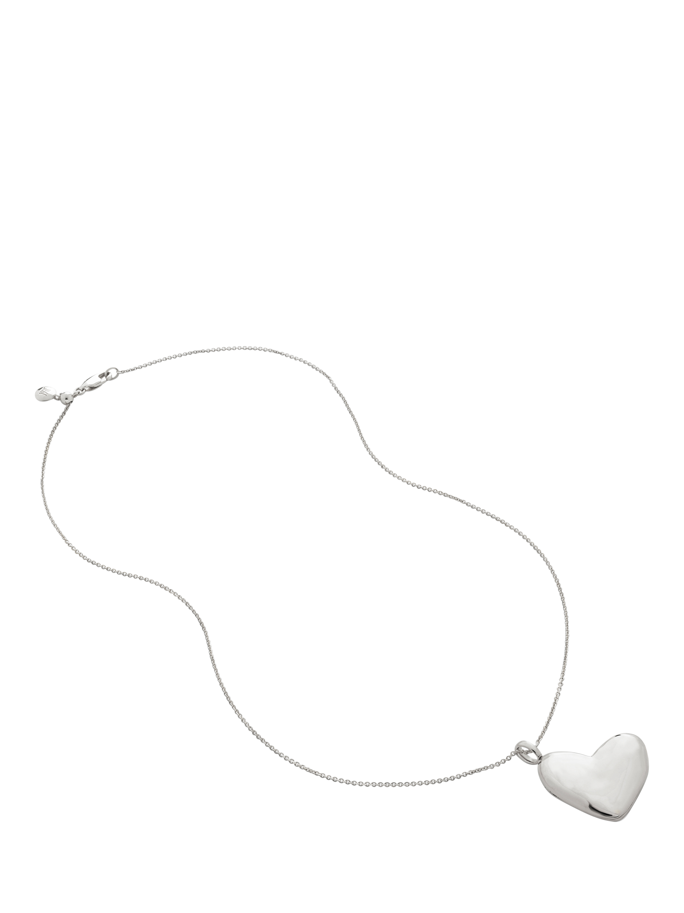 Product image 1 of 6, which shows Monica Vinader Heart Locket Chain Necklace, Silver