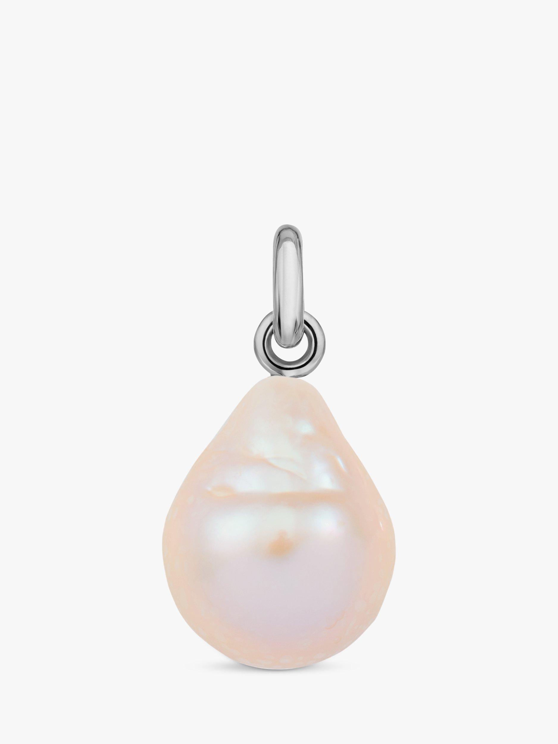 Product image 2 of 4, which shows Monica Vinader Pearl Huggie Earrings, Silver