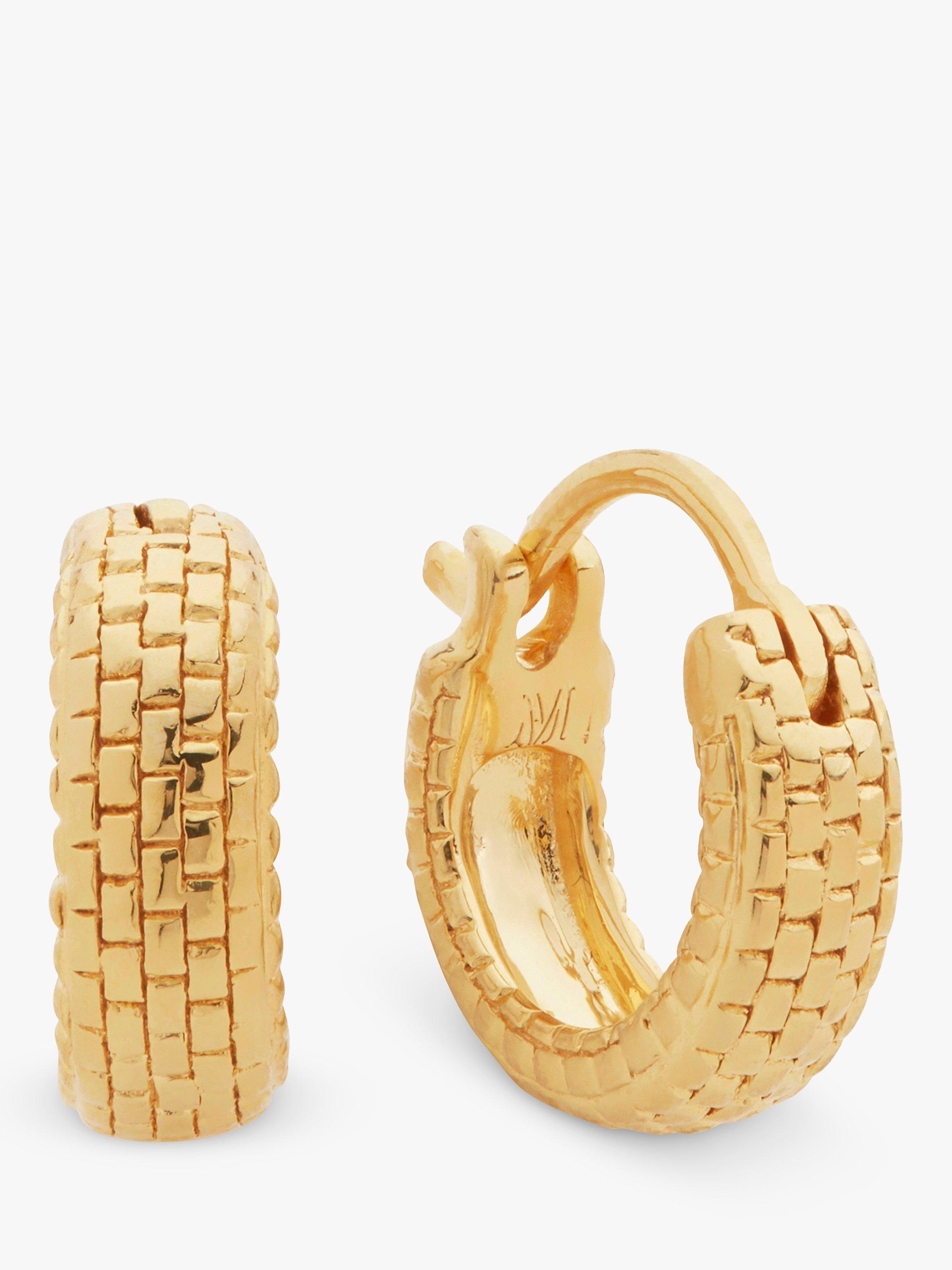 Product image 2 of 3, which shows Monica Vinader Gemstone Huggie Earrings, Gold