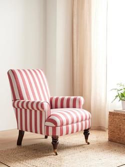 John Lewis Suffolk Armchair, Dark Leg - view 2, Red And Natural Stripe