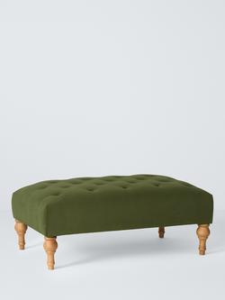 John Lewis Button Footstool, Green Velvet, Mj350-22 Green