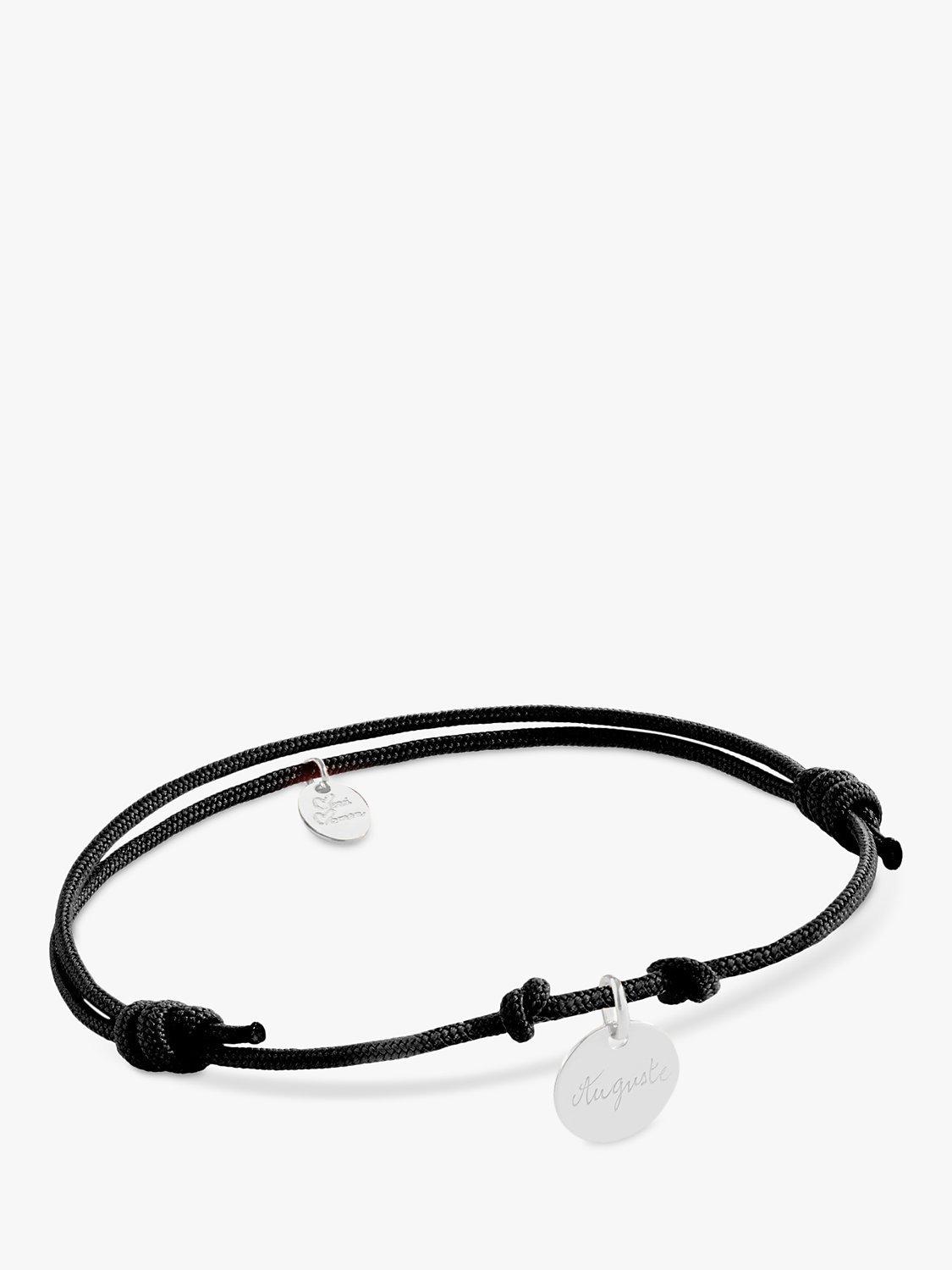 Merci Maman Personalised Disc Charm Braided Bracelet, Navy/Silver